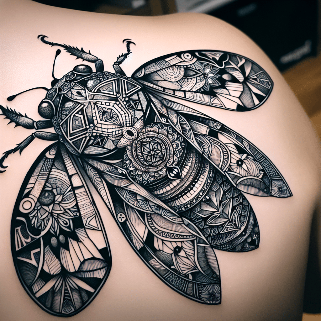 Geometric Cicada Tattoo