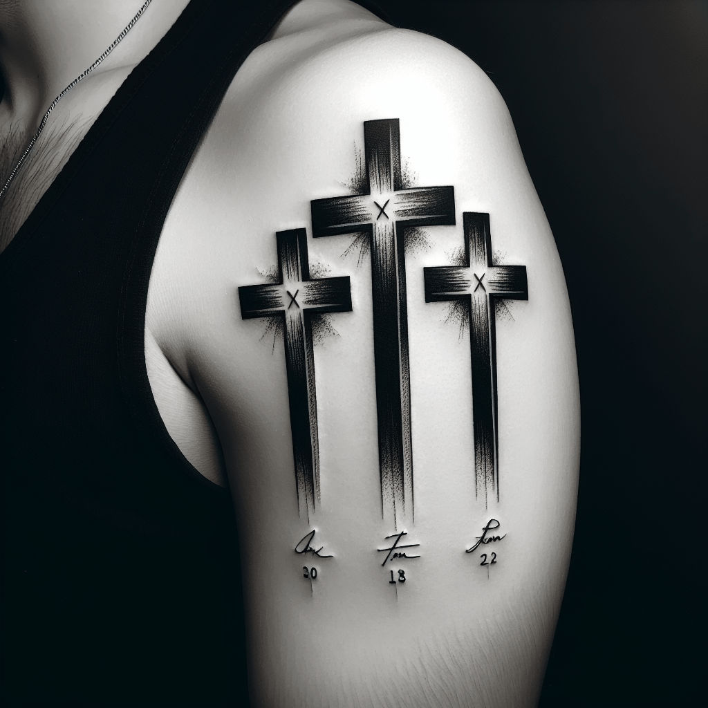 Memorial Cross Trio Tattoo