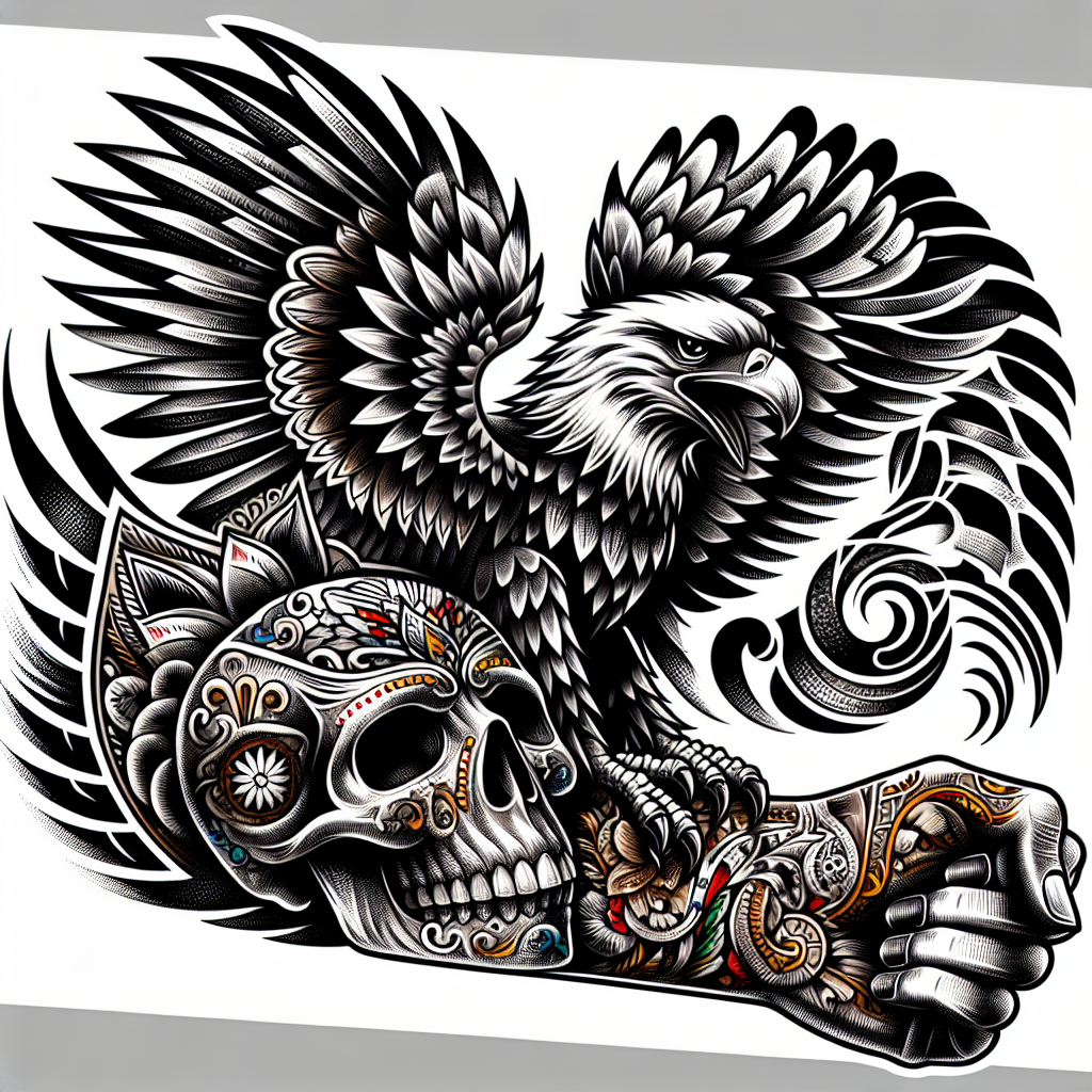 Mexican Eagle Skull Tattoo