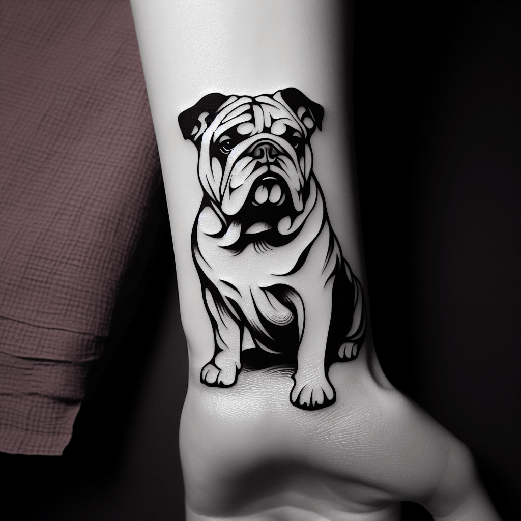 Minimalist Bulldog Outline Tattoo