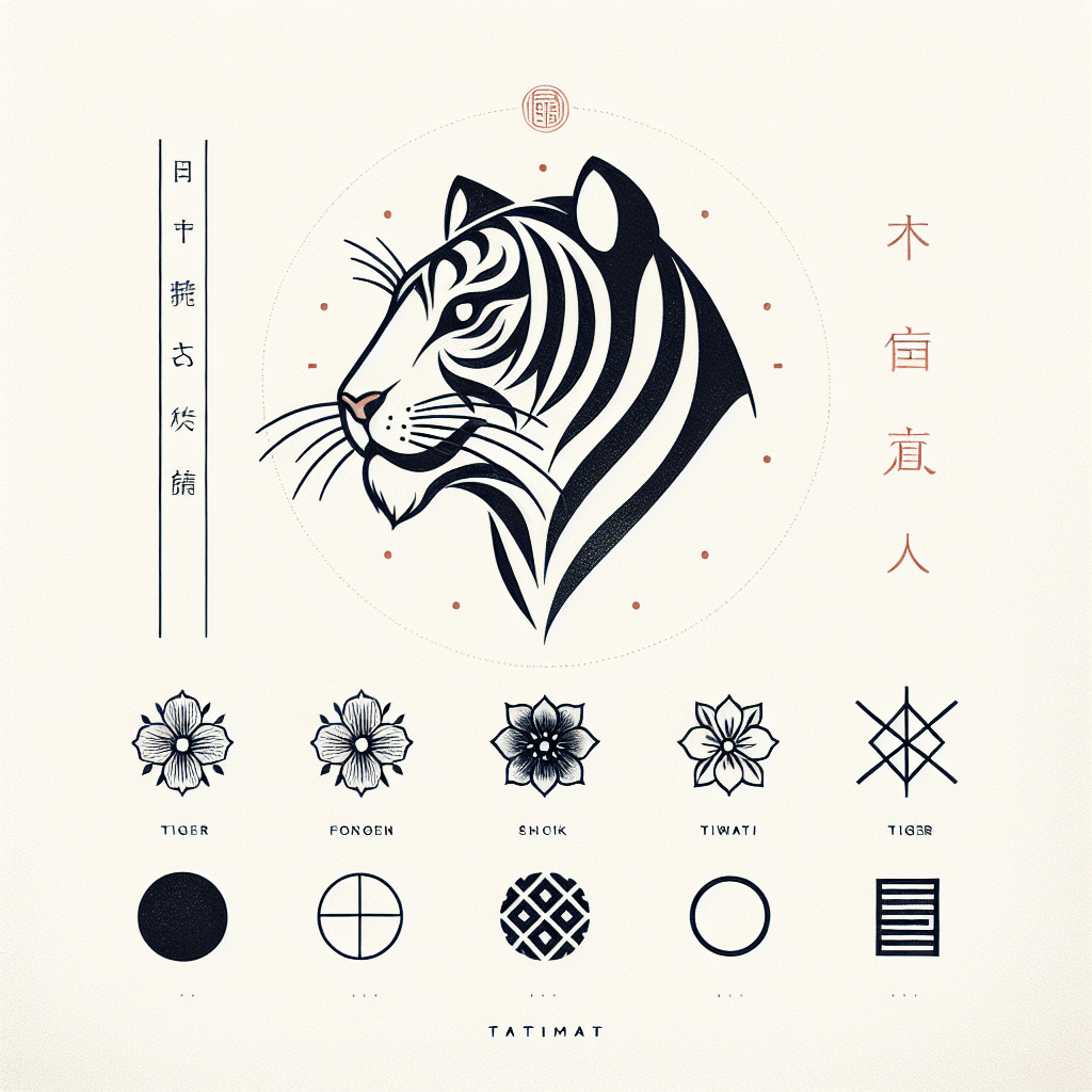 Minimalist Japanese Tiger Tattoo