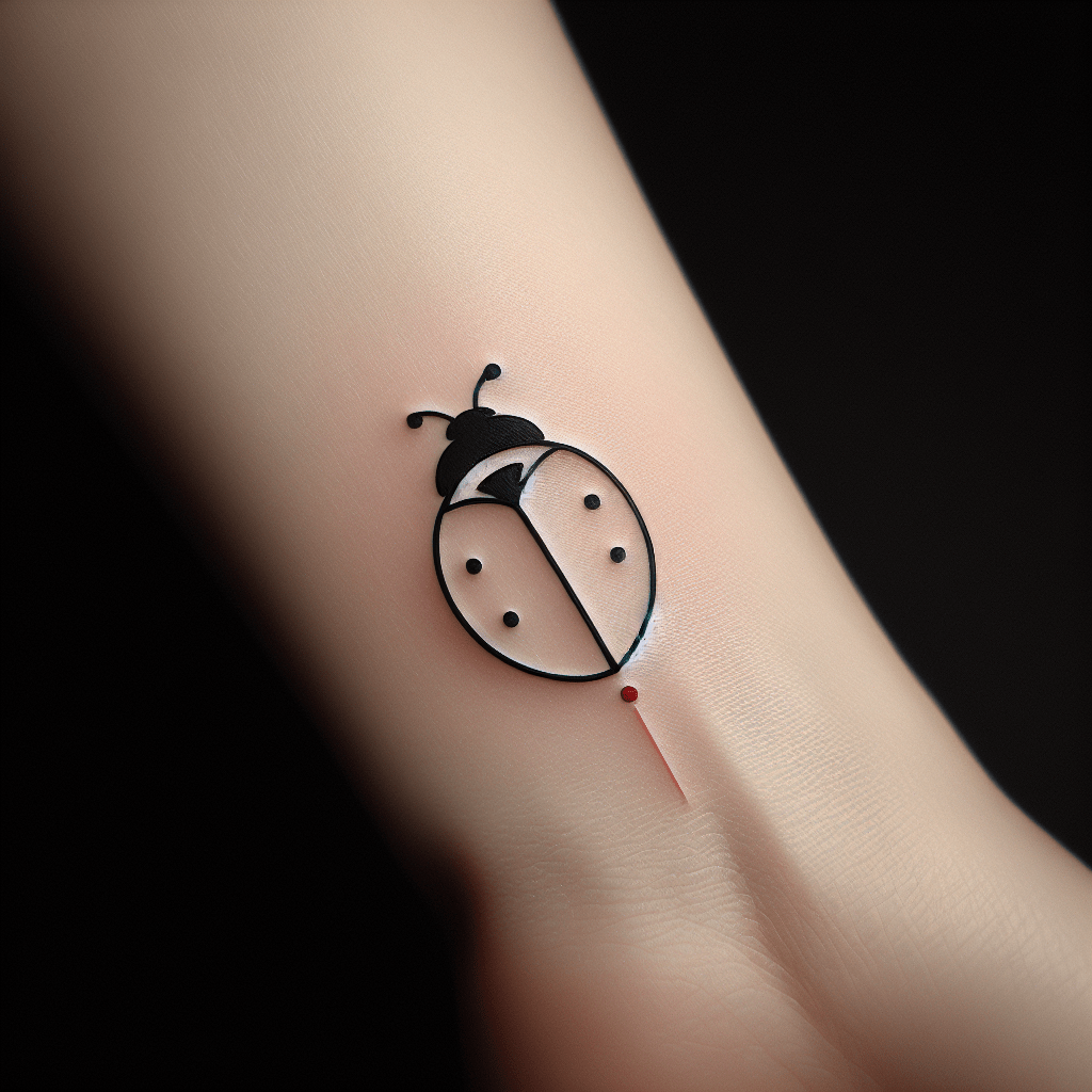 Minimalist Ladybug Outline Tattoo