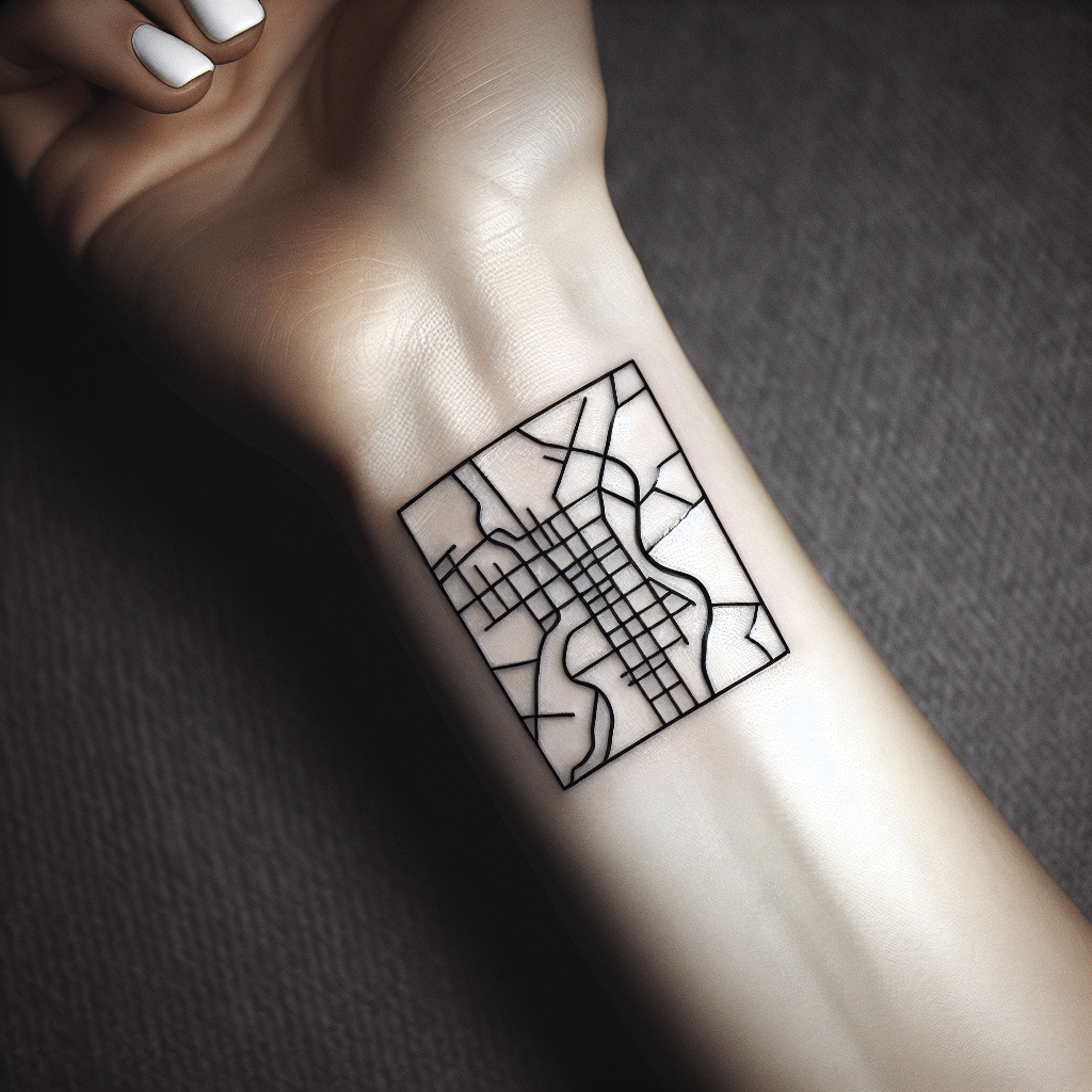 Minimalist Map Outline Tattoo