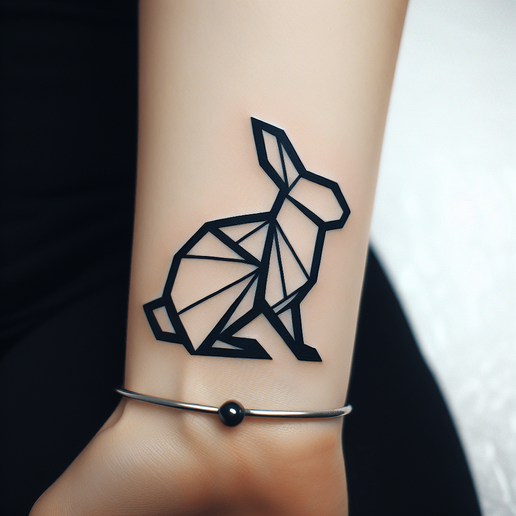 Minimalist Rabbit Emblem Tattoo