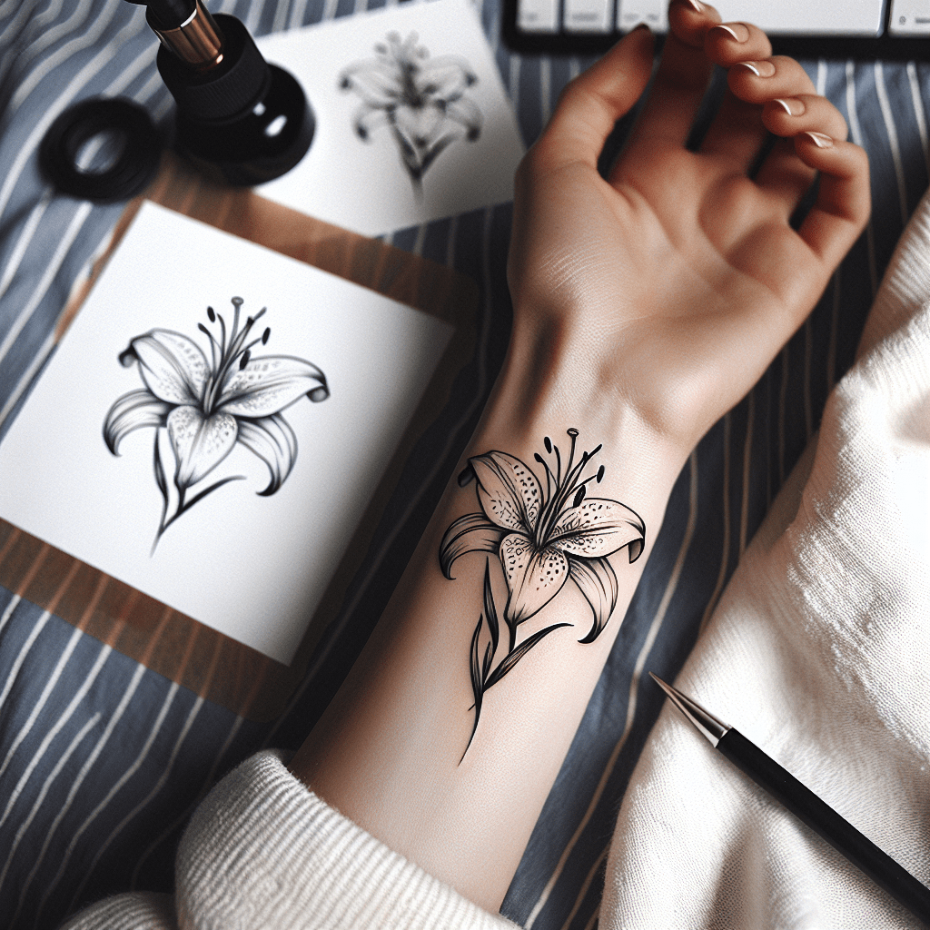 minimalist tiger lily tattoo