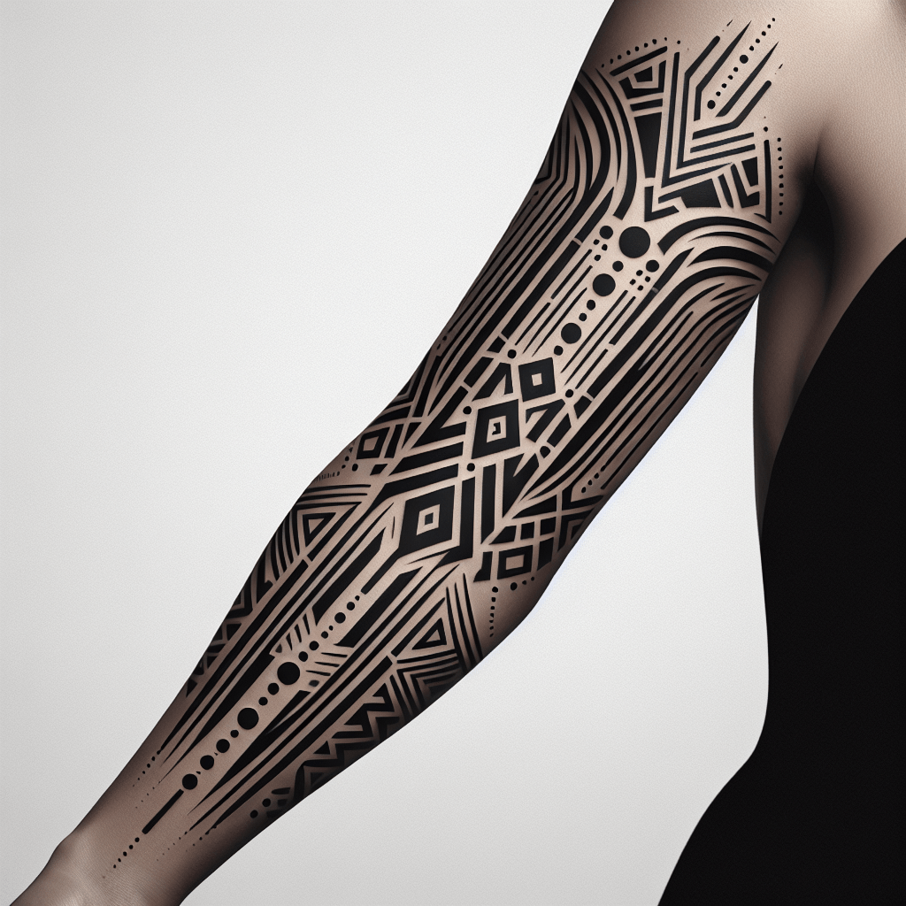 Minimalist Tribal Sleeve Tattoo