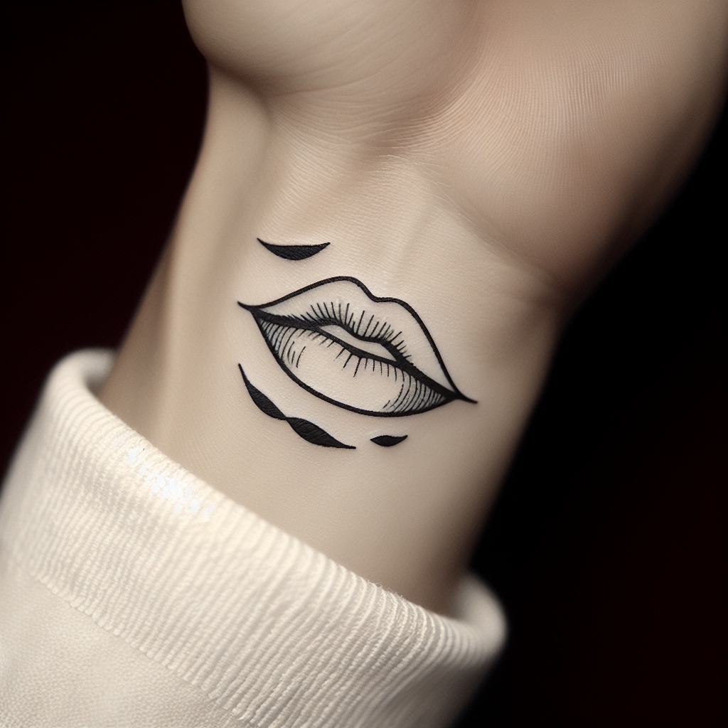 Minimalistic Lips Tattoo