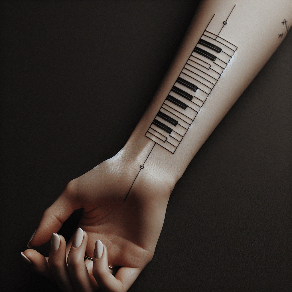 minimalistic piano key tattoo