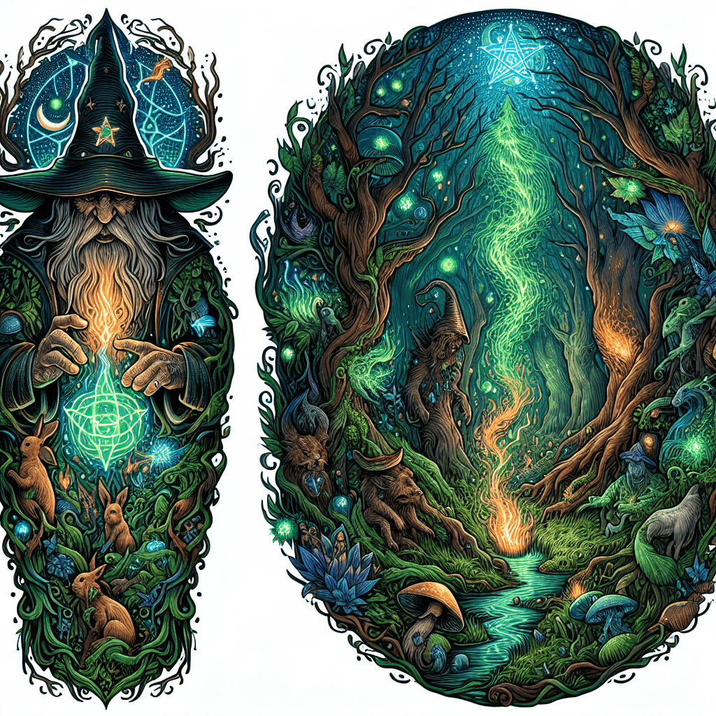 Mystic Forest Wizard Tattoo