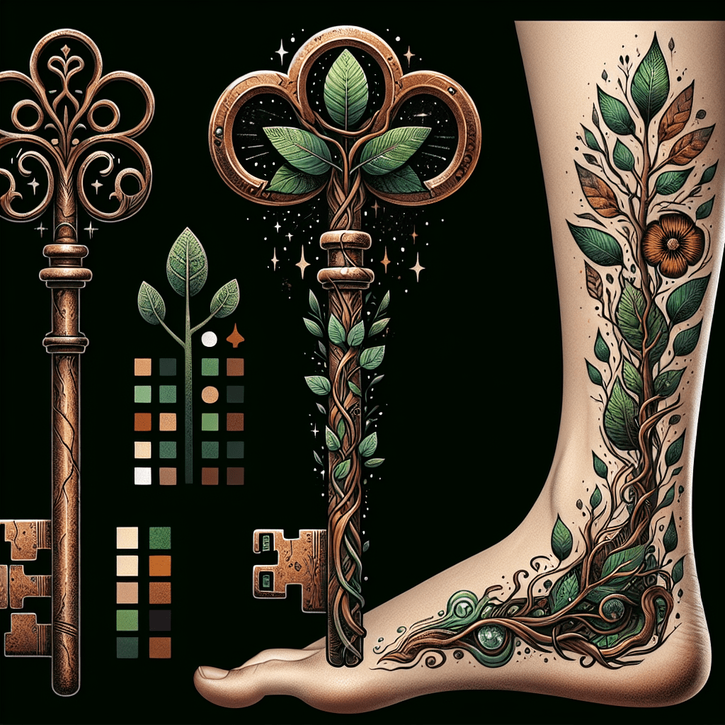 Nature-inspired Skeleton Key Tattoo