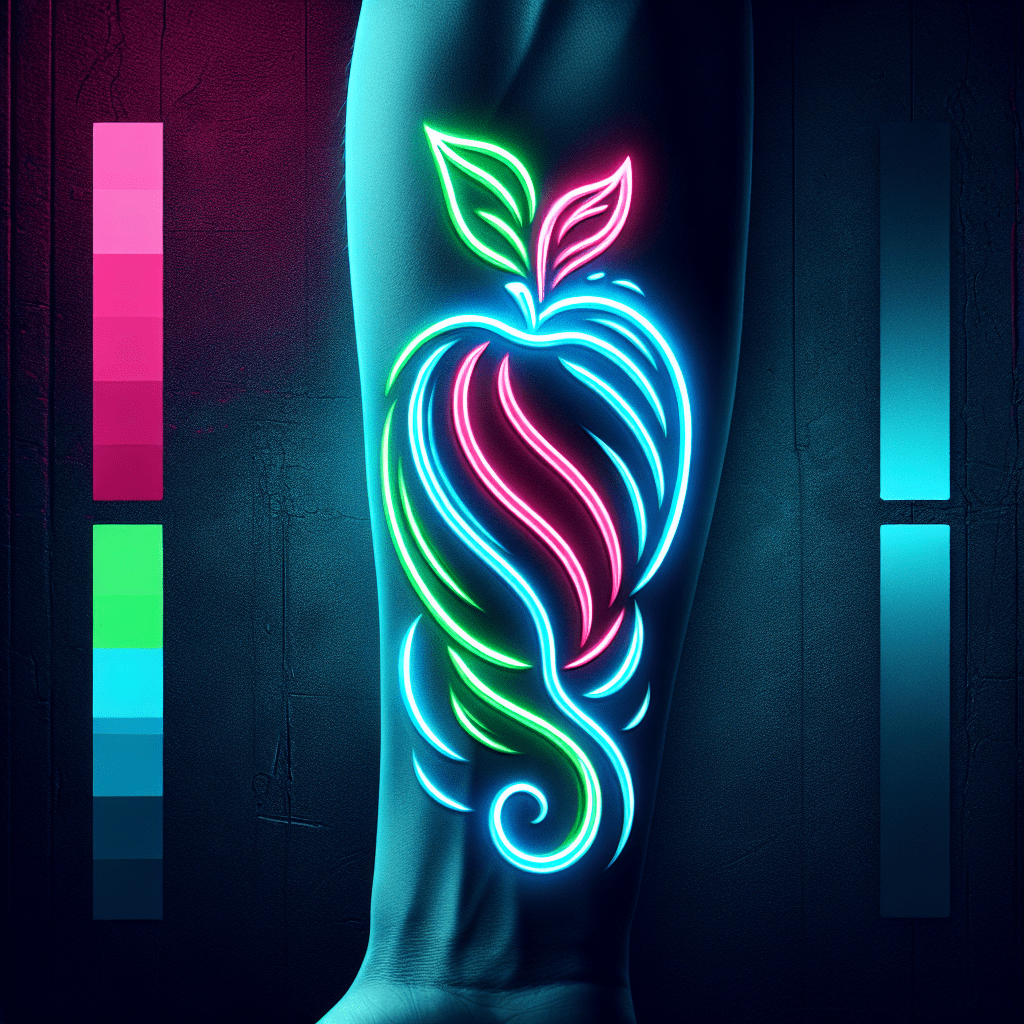 neon apple silhouette tattoo