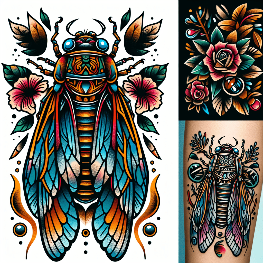 Neo-traditional Cicada Tattoo