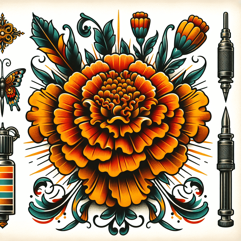 Neo-Traditional Marigold Tattoo