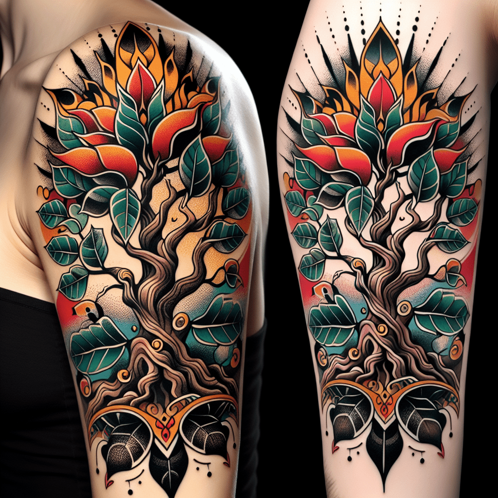 Neo-Traditional Solana Tree Tattoo