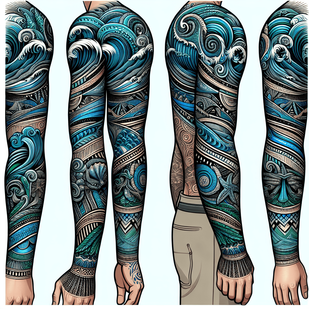 Oceanic Tribal Sleeve Tattoo