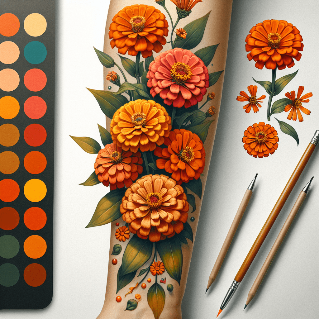 Orange Zinnia Tattoo Idea