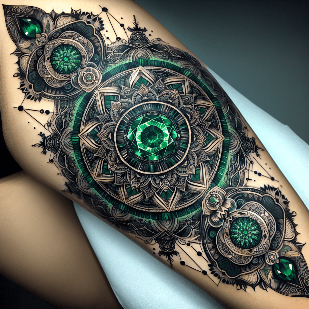 Ornate Emerald Mandala Tattoo
