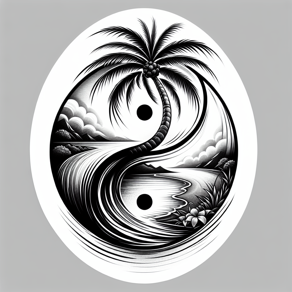 Palm Tree Yin and Yang Tattoo