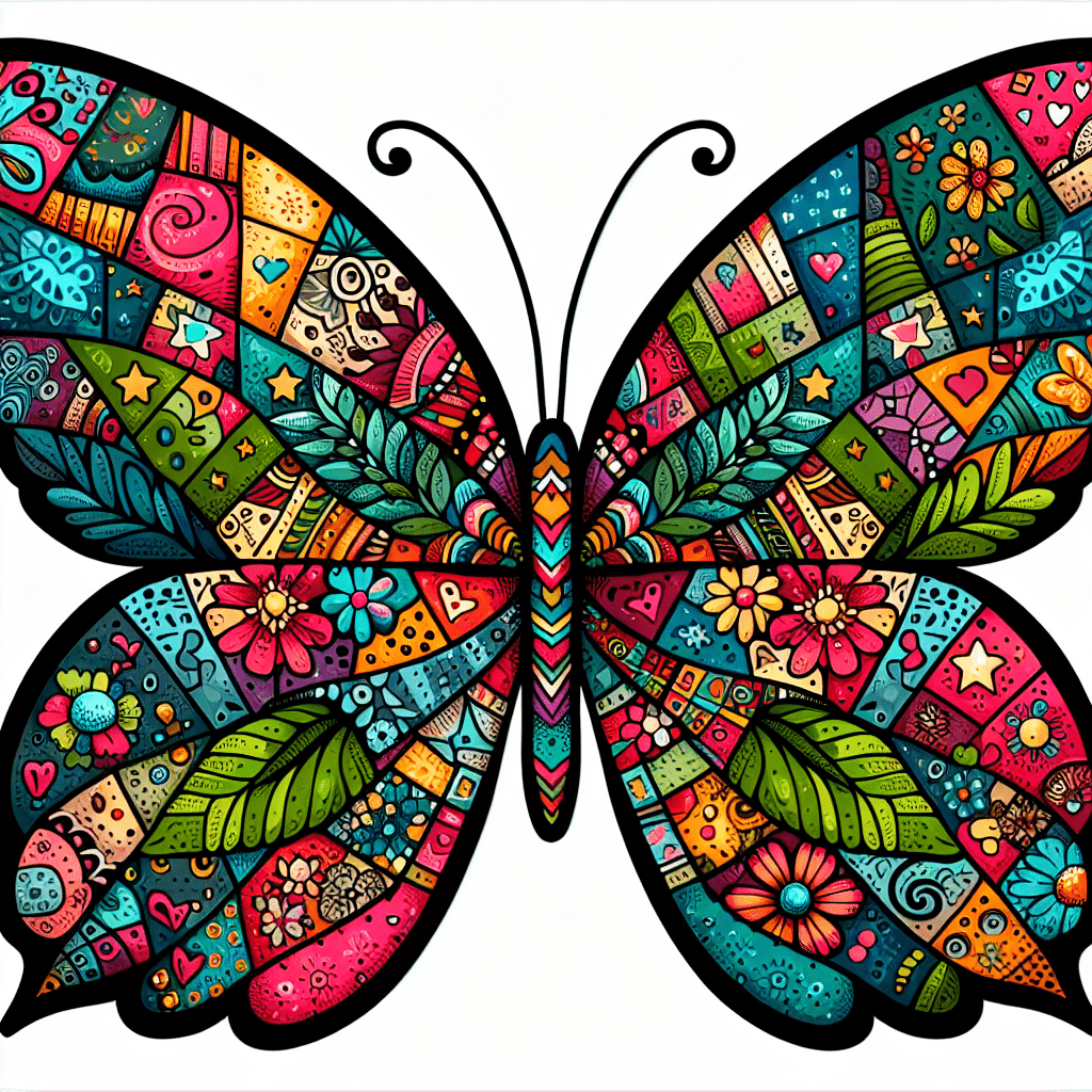 Patchwork Butterfly Tattoo