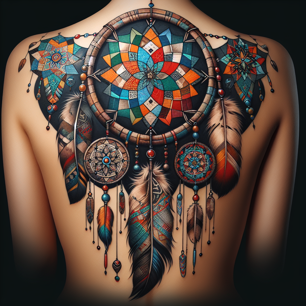 Patchwork Dreamcatcher Tattoo