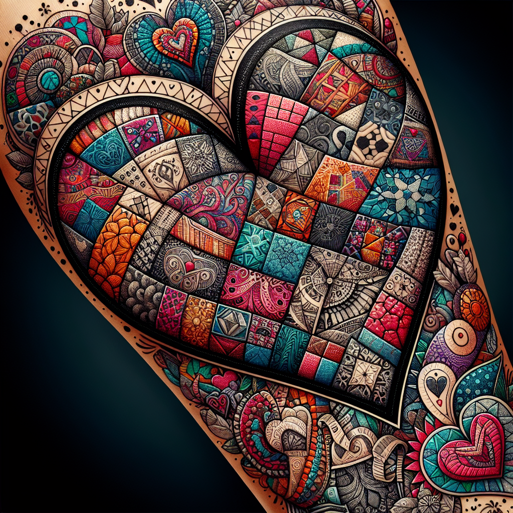 Patchwork Heart Tattoo