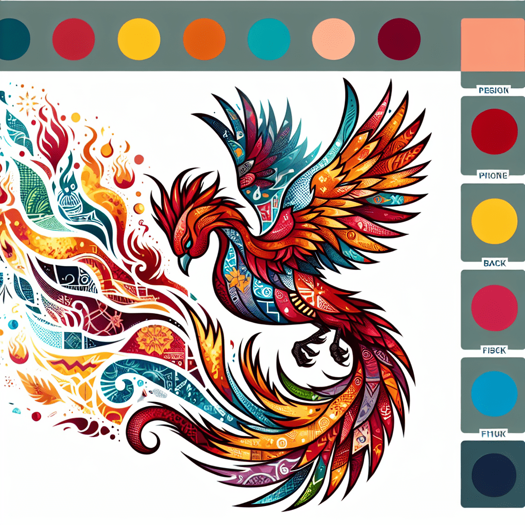 patchwork phoenix tattoo