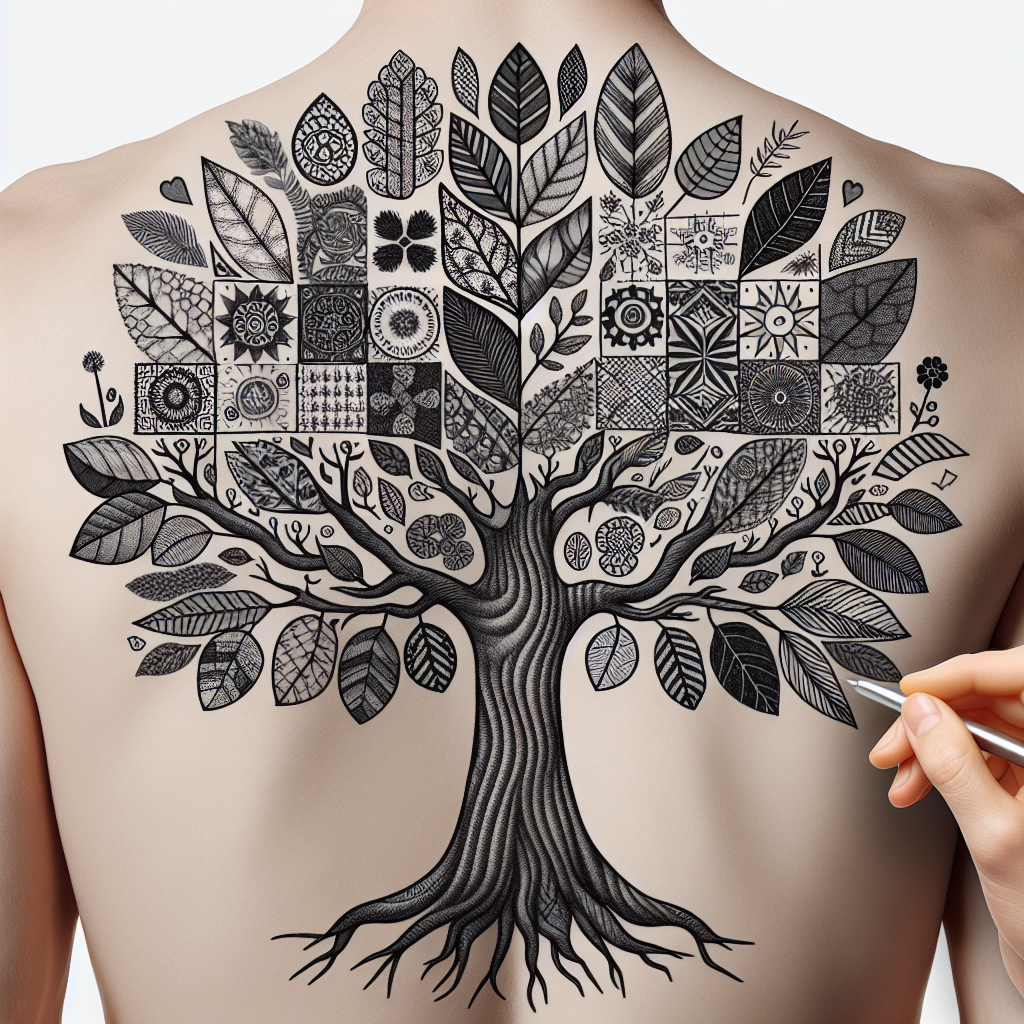 Patchwork Tree Tattoo