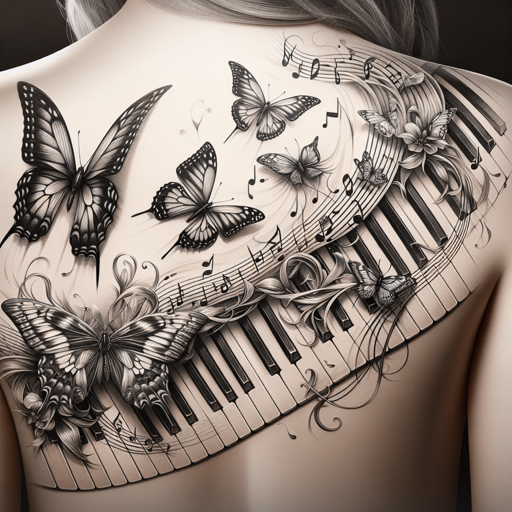 Piano Butterfly Serenade Tattoo