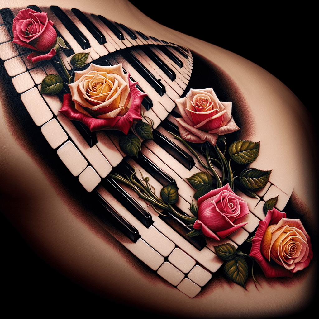 Piano Rose Harmony Tattoo