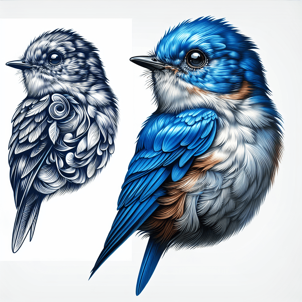 Realistic Bluebird Portrait Tattoo