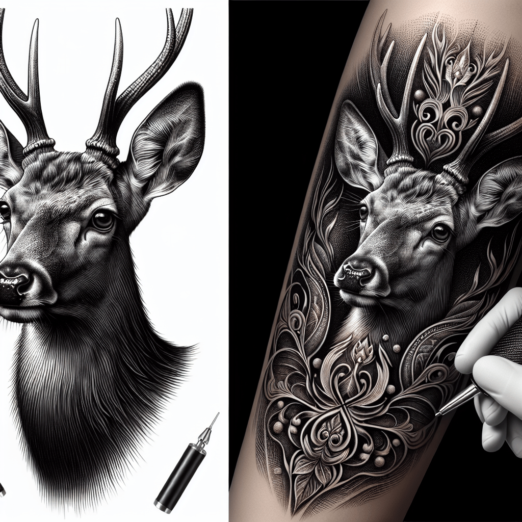 Realistic Deer Portrait Tattoo