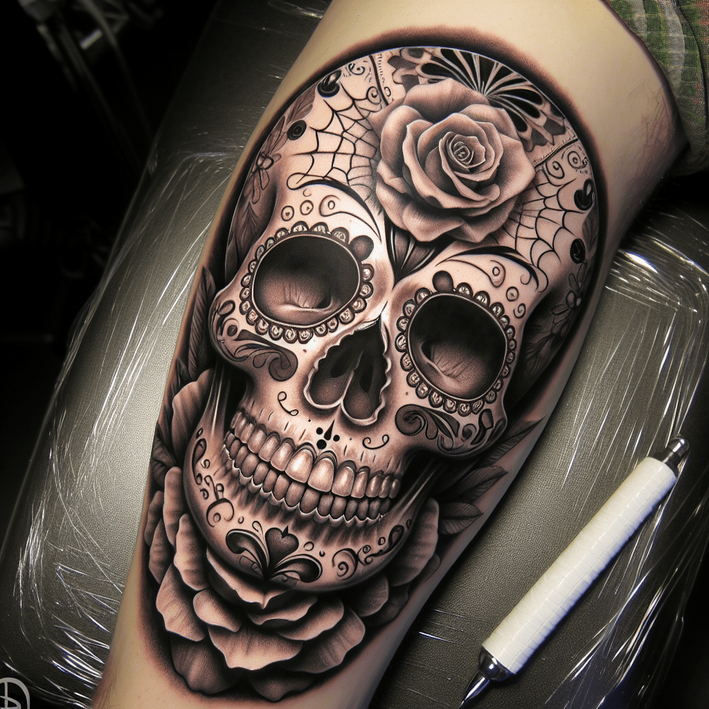 Realistic Sugar Skull Tattoo