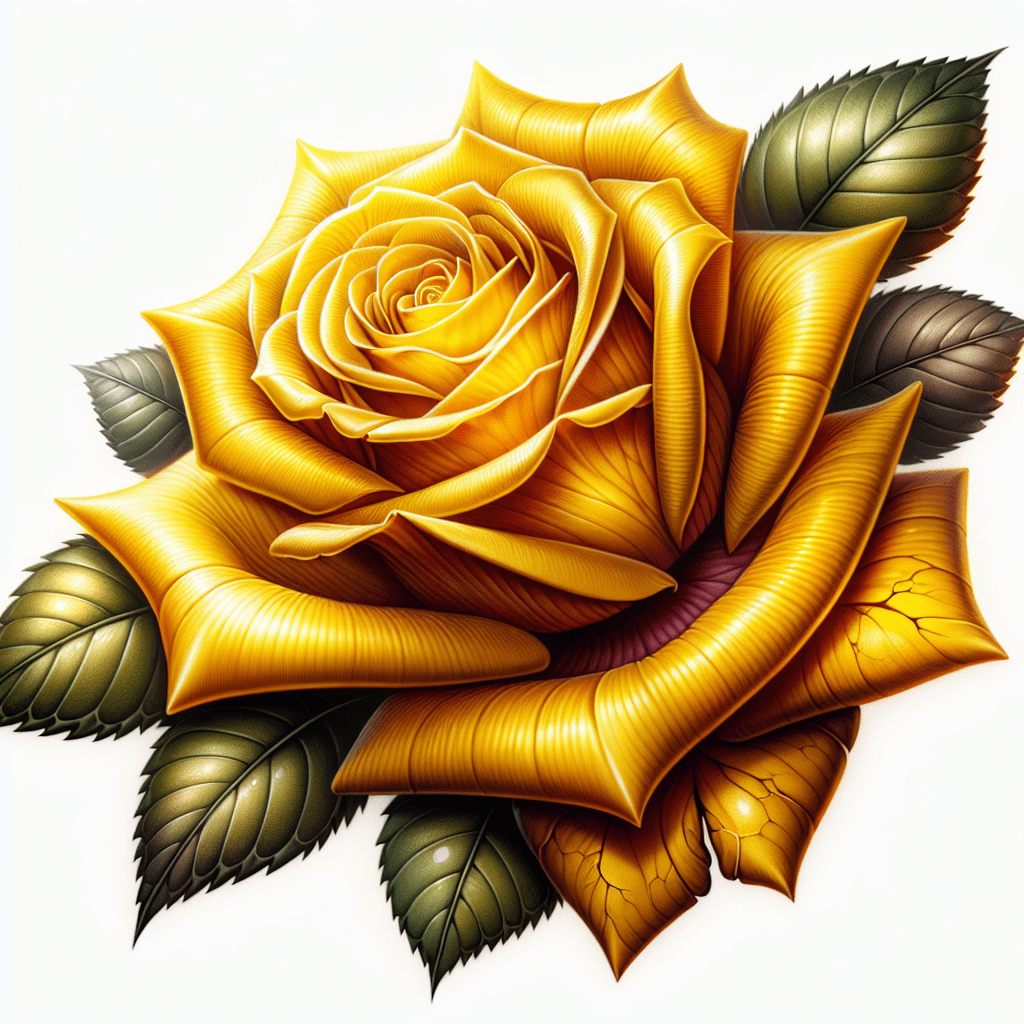 Realistic Yellow Rose Tattoo