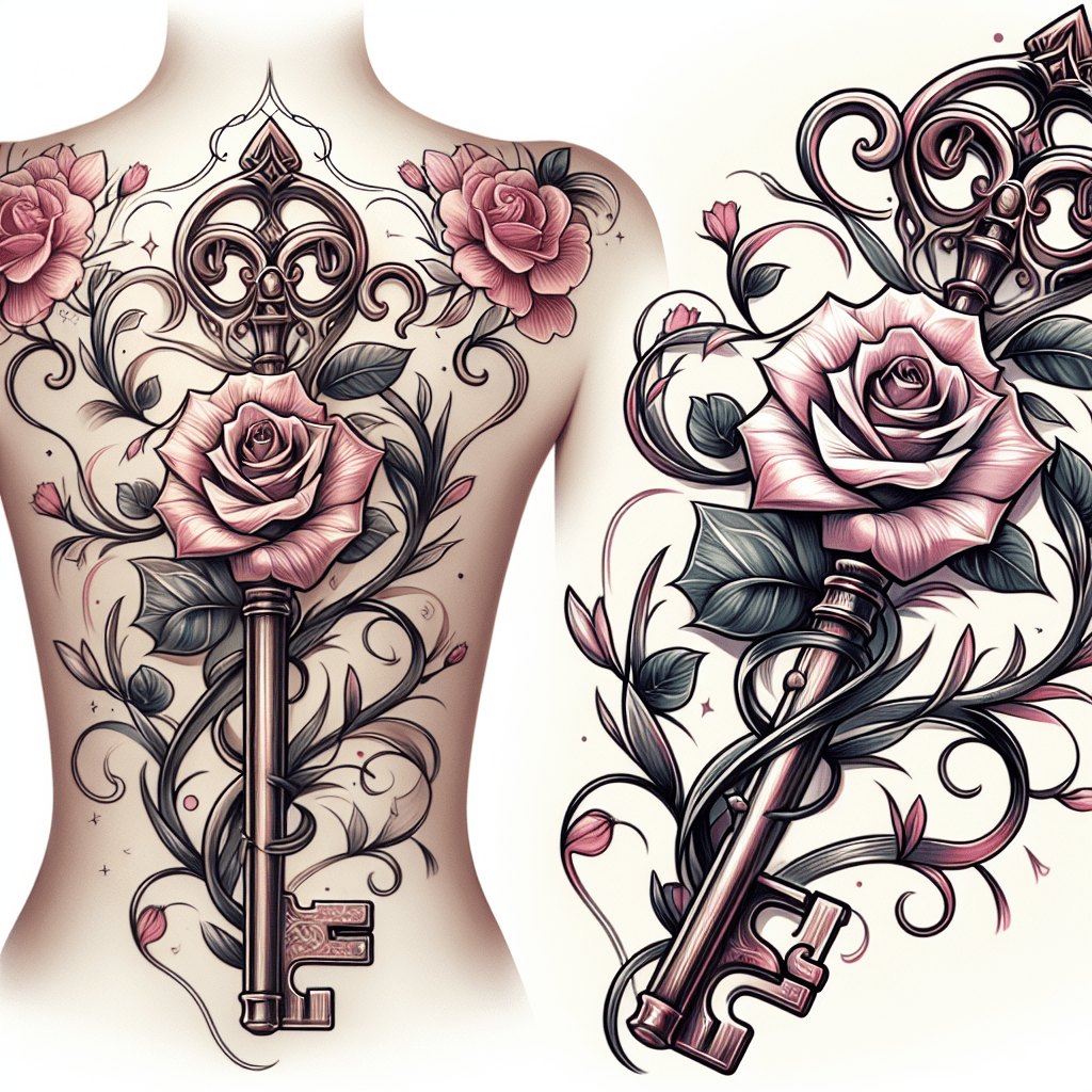 Rosy Skeleton Key Tattoo