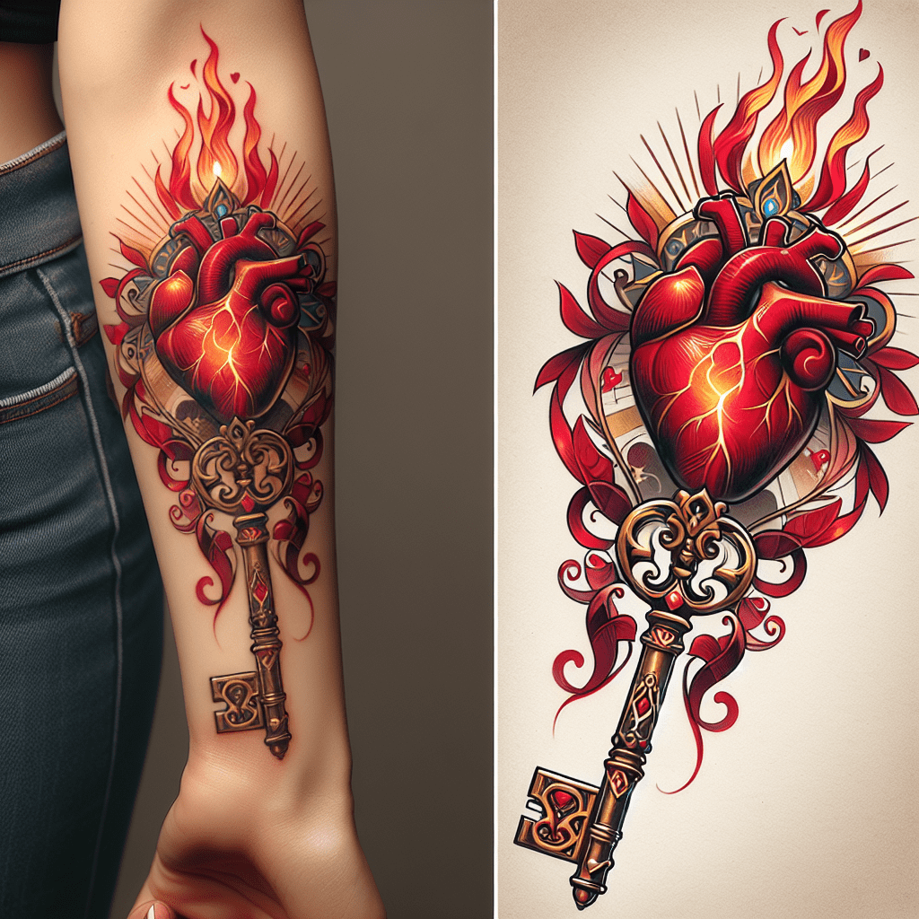 Sacred Heart Key Tattoo