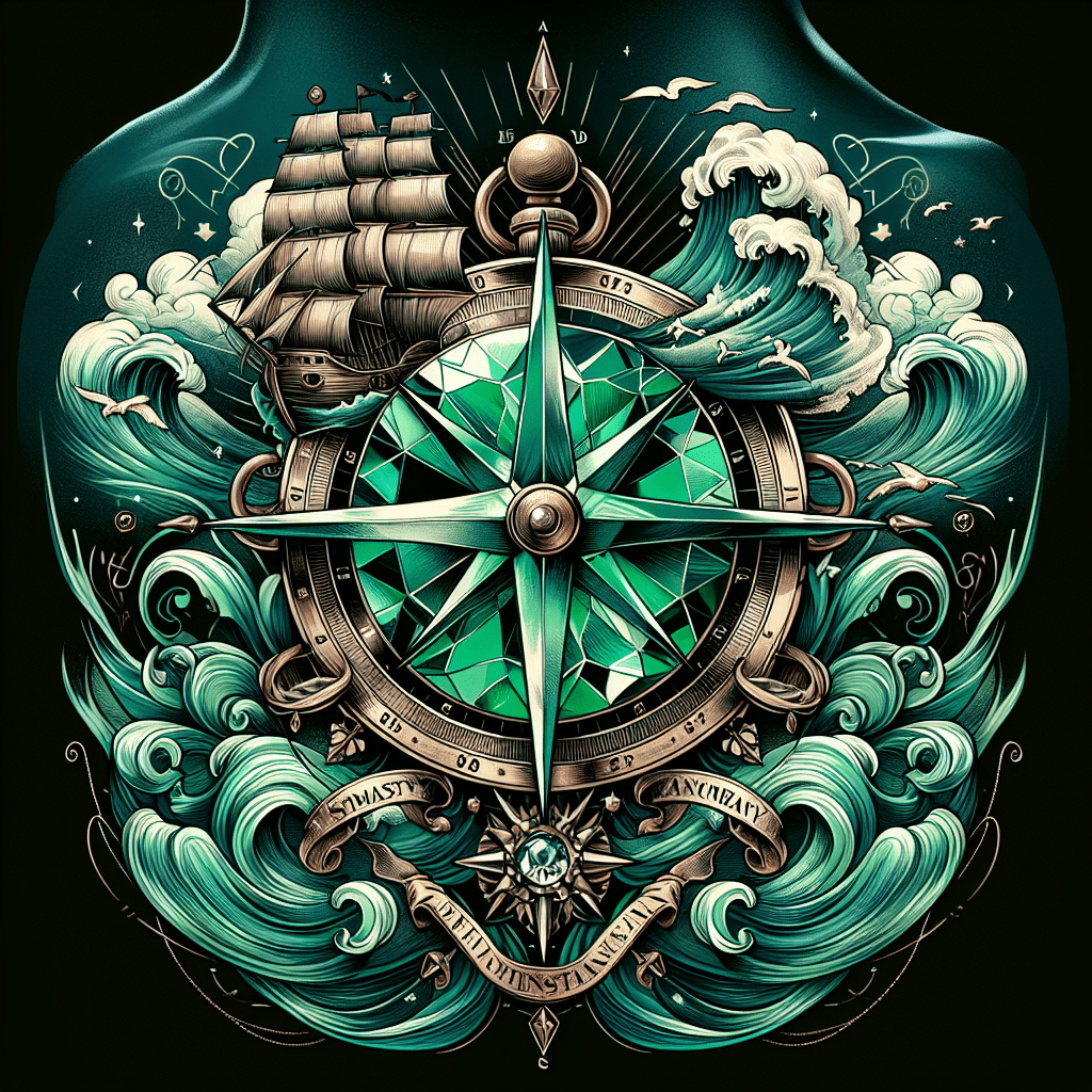Sailing Emerald Compass Tattoo