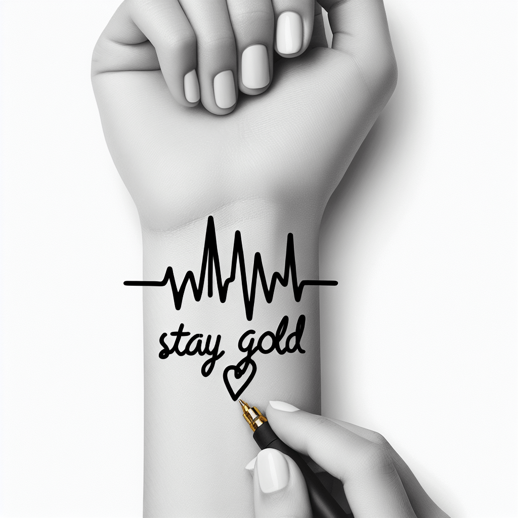 Stay Gold Heartbeat Tattoo