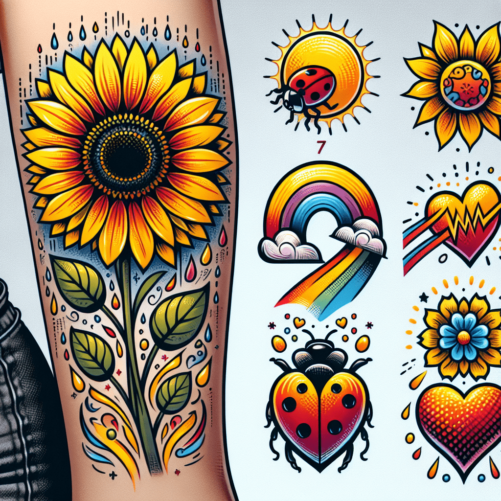 Ladybug and Sunflower Tattoo