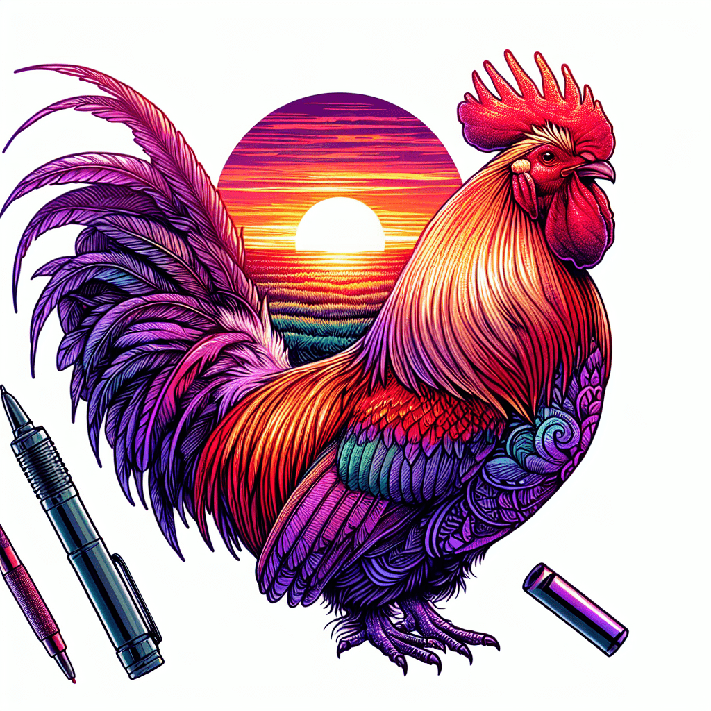 Sunset Rooster Tattoo