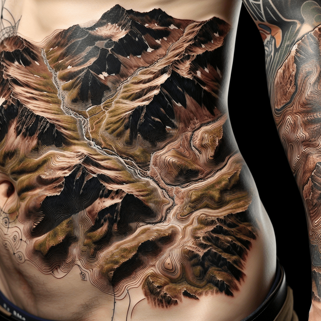 Topographic Map Tattoo