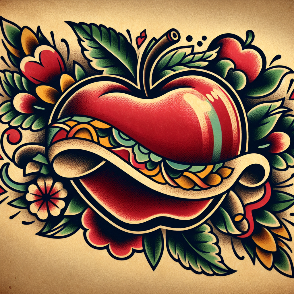 Traditional American Apple Tattoo