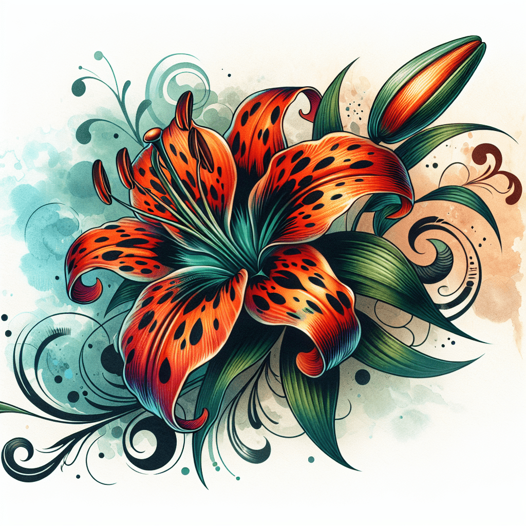 Vibrant Tiger Lily Tattoo