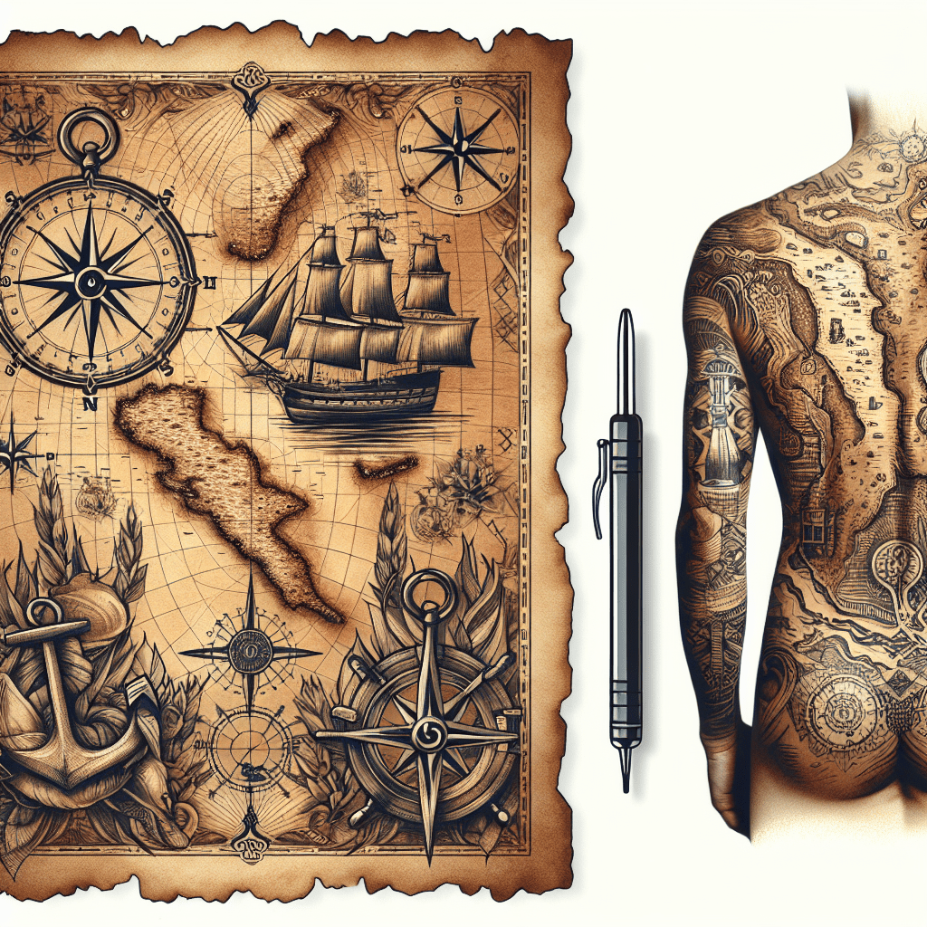 vintage treasure map tattoo