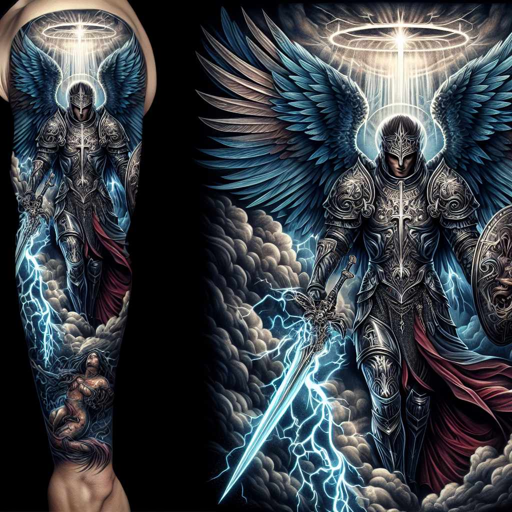 Warrior Archangel Sleeve Tattoo