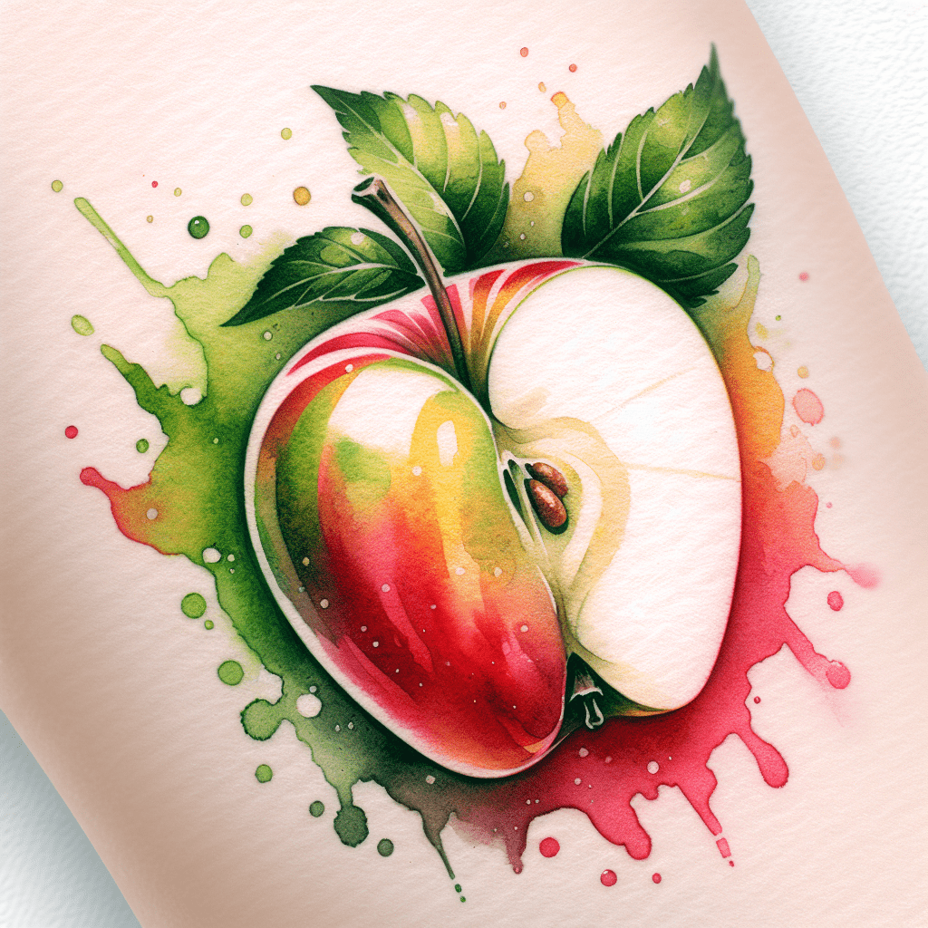 Watercolor Apple Slice Tattoo