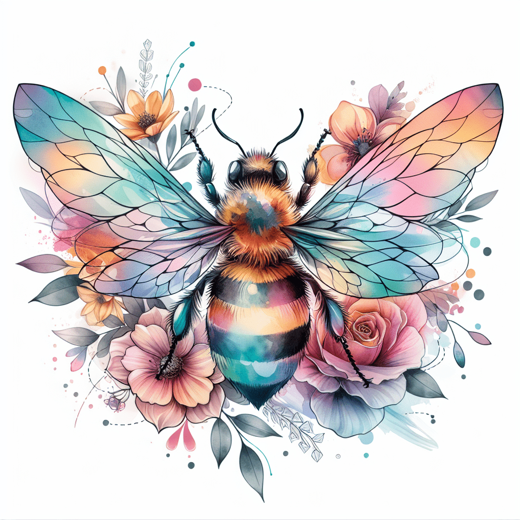 Watercolor Bee Queen Tattoo