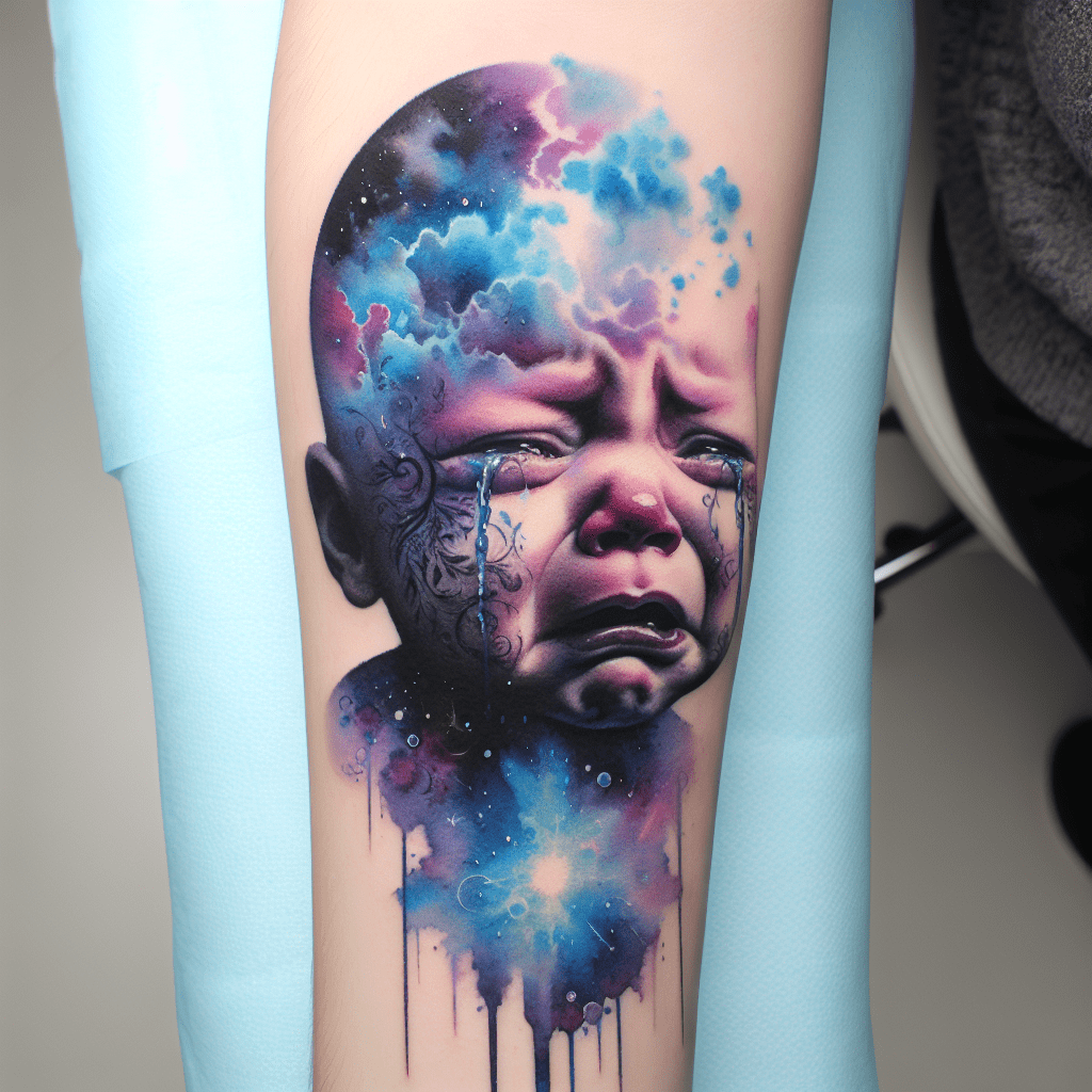 watercolor crybaby tattoo