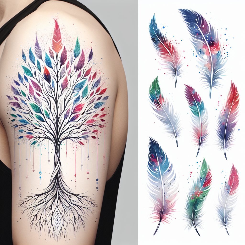 Watercolor Family Tree Tattoo