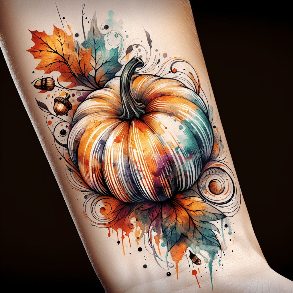 Watercolor Pumpkin Tattoo