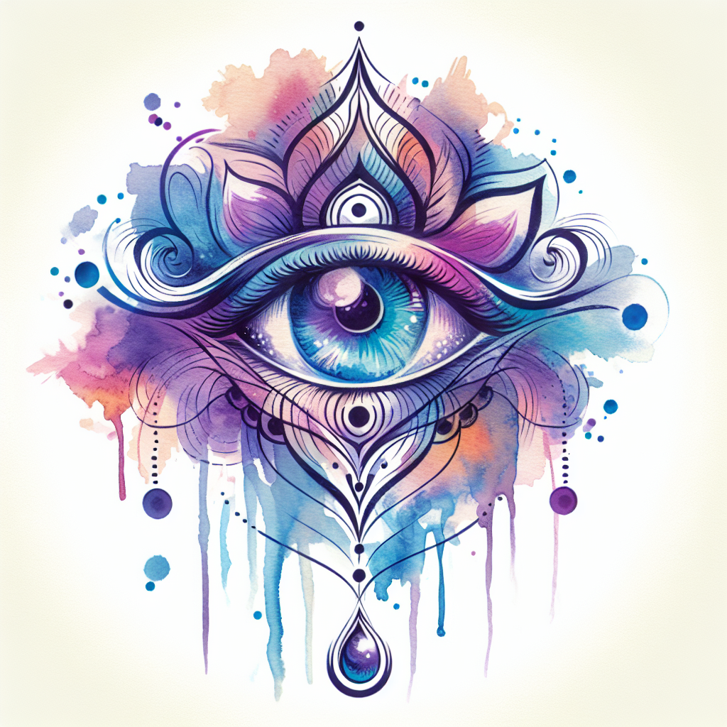 Watercolor Third Eye Tattoo